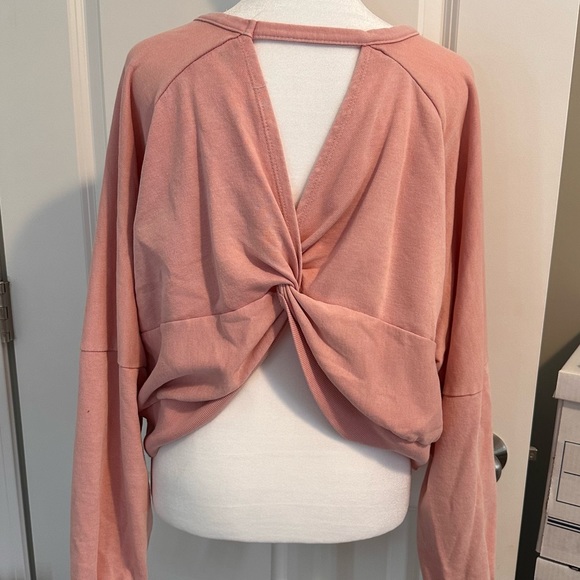 Womens Open Back Sweatshirts Long Sleeve Backless Shirts Crop Off Should - Picture 5 of 10